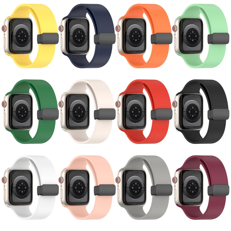 Magnetic Black Buckle Smooth Silicone Watch Band, For Apple Watch Ultra 49mm, For Apple Watch Series 8&amp;7 45mm