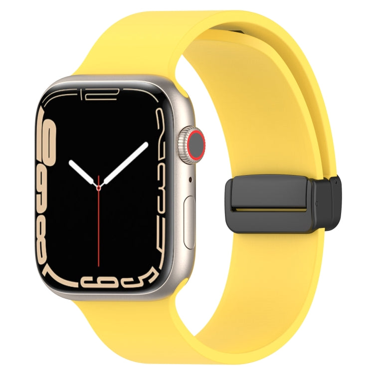 Magnetic Black Buckle Smooth Silicone Watch Band, For Apple Watch Ultra 49mm, For Apple Watch Series 8&amp;7 45mm
