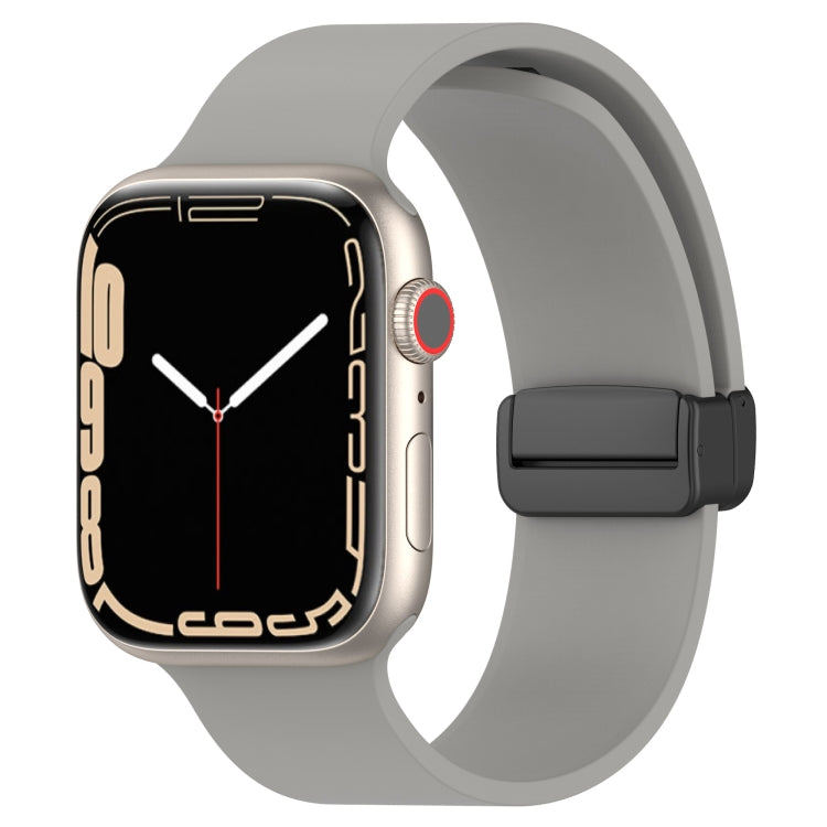 Magnetic Black Buckle Smooth Silicone Watch Band, For Apple Watch Ultra 49mm, For Apple Watch Series 8&amp;7 45mm