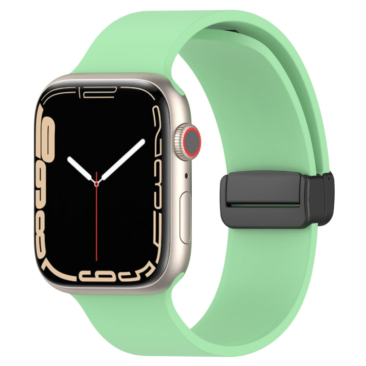 Magnetic Black Buckle Smooth Silicone Watch Band, For Apple Watch Ultra 49mm, For Apple Watch Series 8&amp;7 45mm