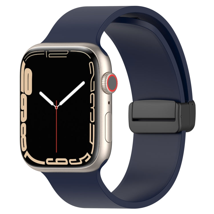 Magnetic Black Buckle Smooth Silicone Watch Band, For Apple Watch Ultra 49mm, For Apple Watch Series 8&7 45mm