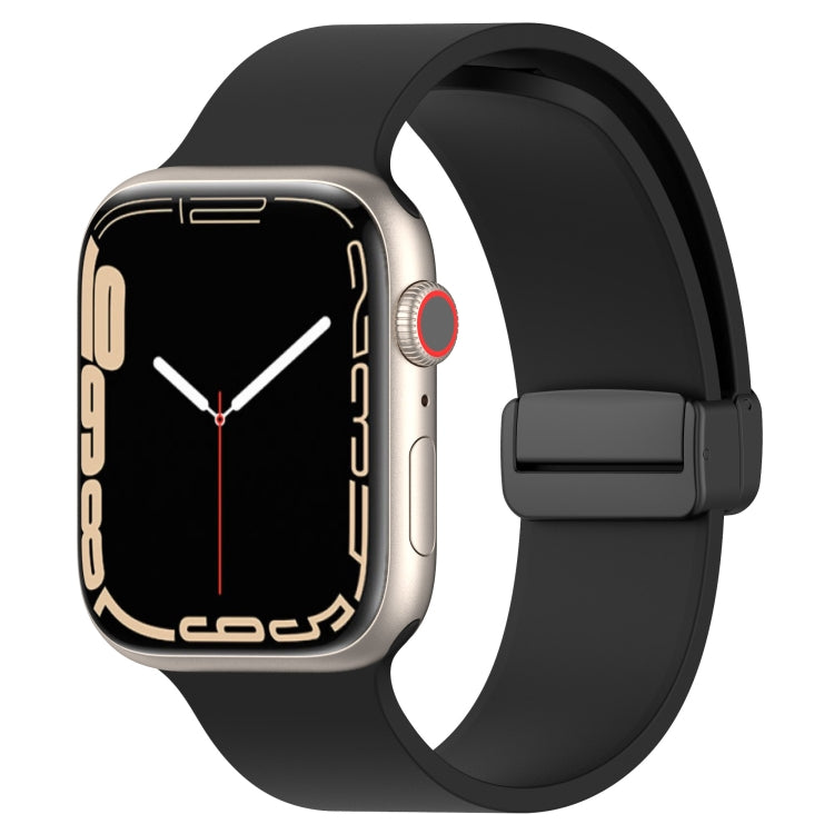 Magnetic Black Buckle Smooth Silicone Watch Band, For Apple Watch Series 8&amp;7 41mm