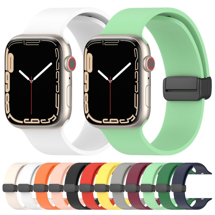 Magnetic Black Buckle Smooth Silicone Watch Band, For Apple Watch Series 8&amp;7 41mm