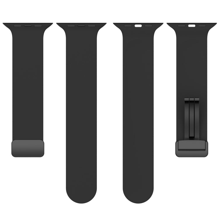 Magnetic Black Buckle Smooth Silicone Watch Band, For Apple Watch Series 8&amp;7 41mm