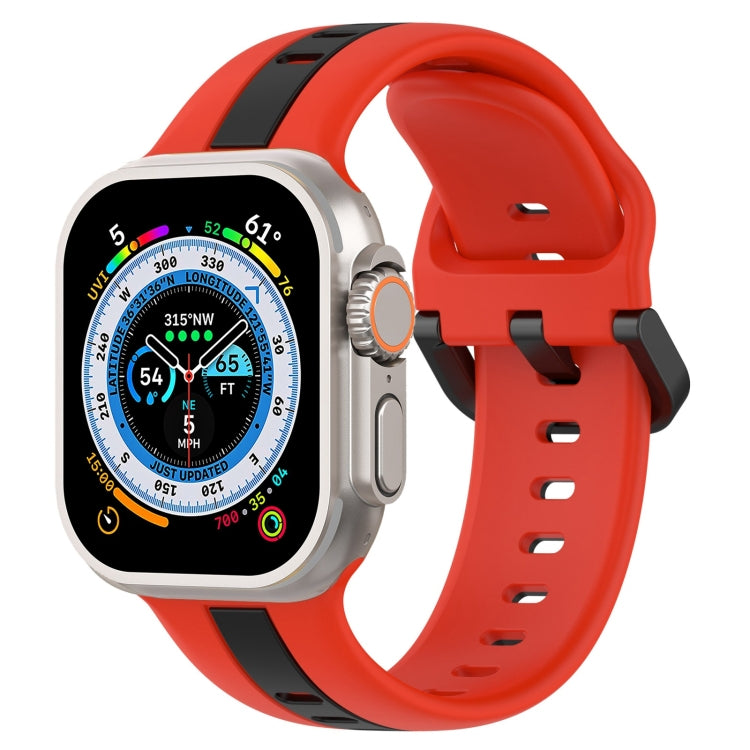 Two-Color Loop Buckle Silicone Watch Band, For Apple Watch Ultra 49mm, For Apple Watch Series 8&7 45mm