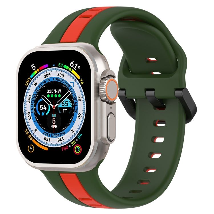 Two-Color Loop Buckle Silicone Watch Band, For Apple Watch Ultra 49mm, For Apple Watch Series 8&7 45mm