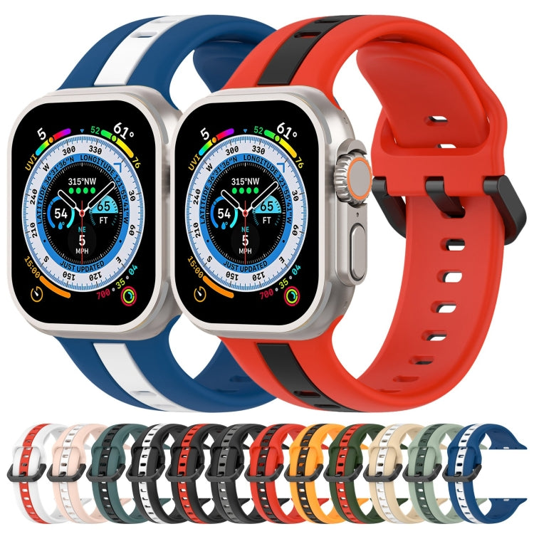 Two-Color Loop Buckle Silicone Watch Band, For Apple Watch Ultra 49mm, For Apple Watch Series 8&7 45mm