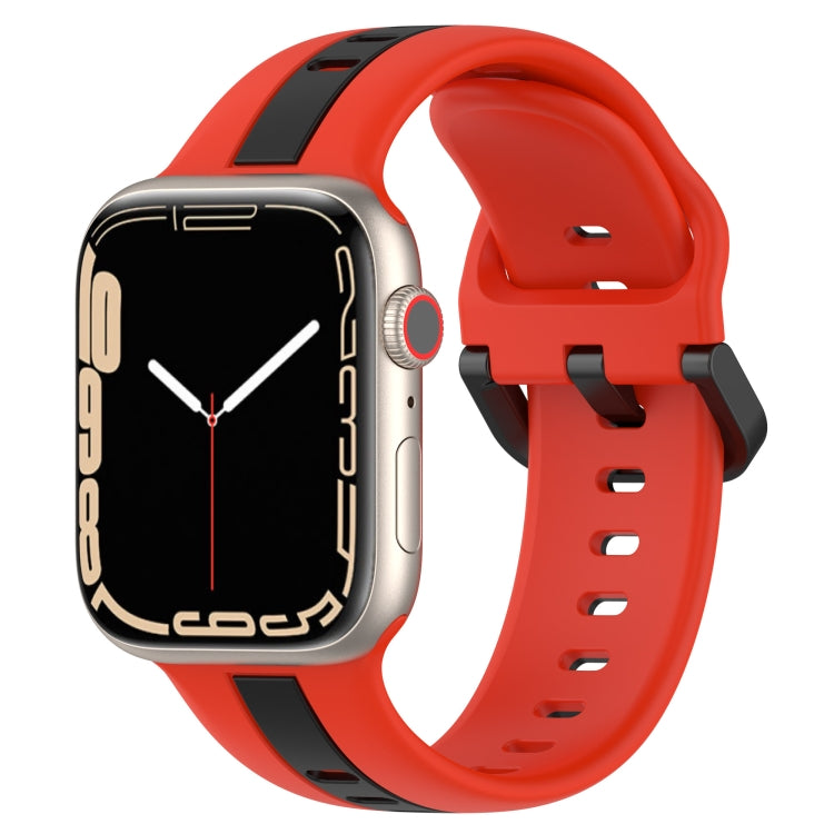 Two-Color Loop Buckle Silicone Watch Band, For Apple Watch Ultra 49mm, For Apple Watch Series 8&7 45mm