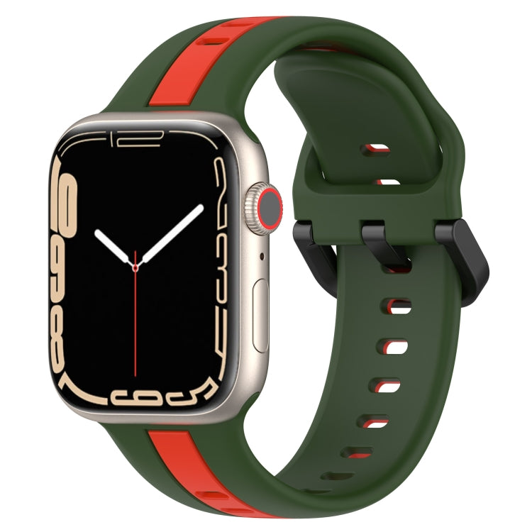 Two-Color Loop Buckle Silicone Watch Band, For Apple Watch Ultra 49mm, For Apple Watch Series 8&7 45mm