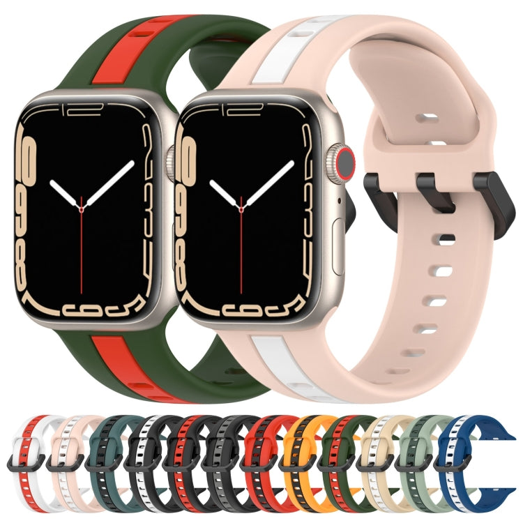 Two-Color Loop Buckle Silicone Watch Band, For Apple Watch Series 8&7 41mm