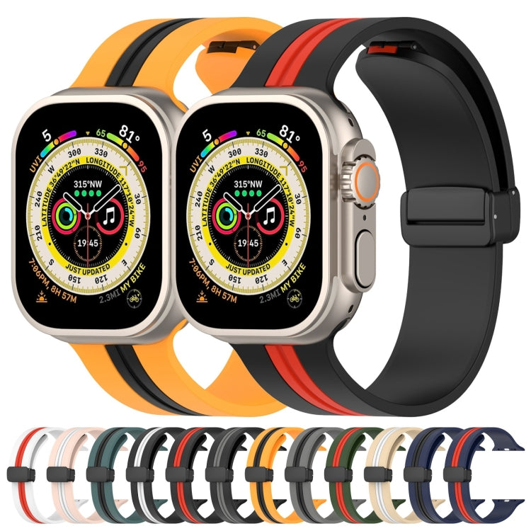 Magnetic Clasp Two-Color Silicone Watch Band, For Apple Watch Ultra 49mm, For Apple Watch Series 8&amp;7 45mm