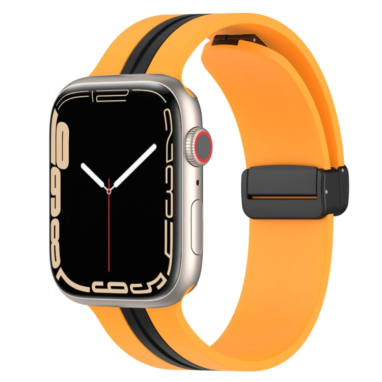 Magnetic Clasp Two-Color Silicone Watch Band, For Apple Watch Ultra 49mm, For Apple Watch Series 8&amp;7 45mm