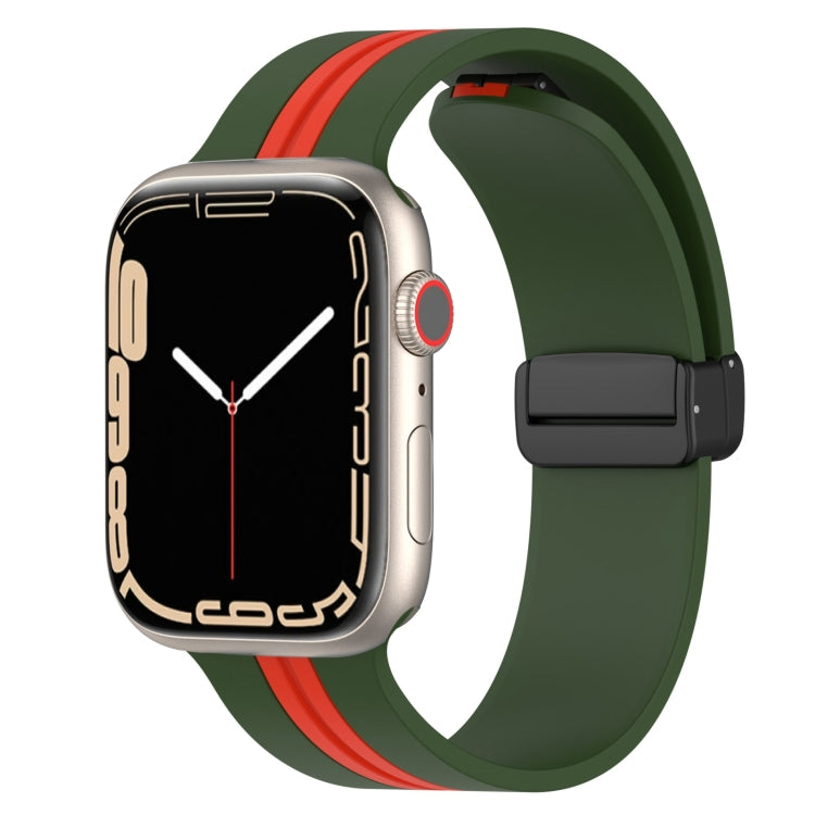 Magnetic Clasp Two-Color Silicone Watch Band, For Apple Watch Ultra 49mm, For Apple Watch Series 8&amp;7 45mm
