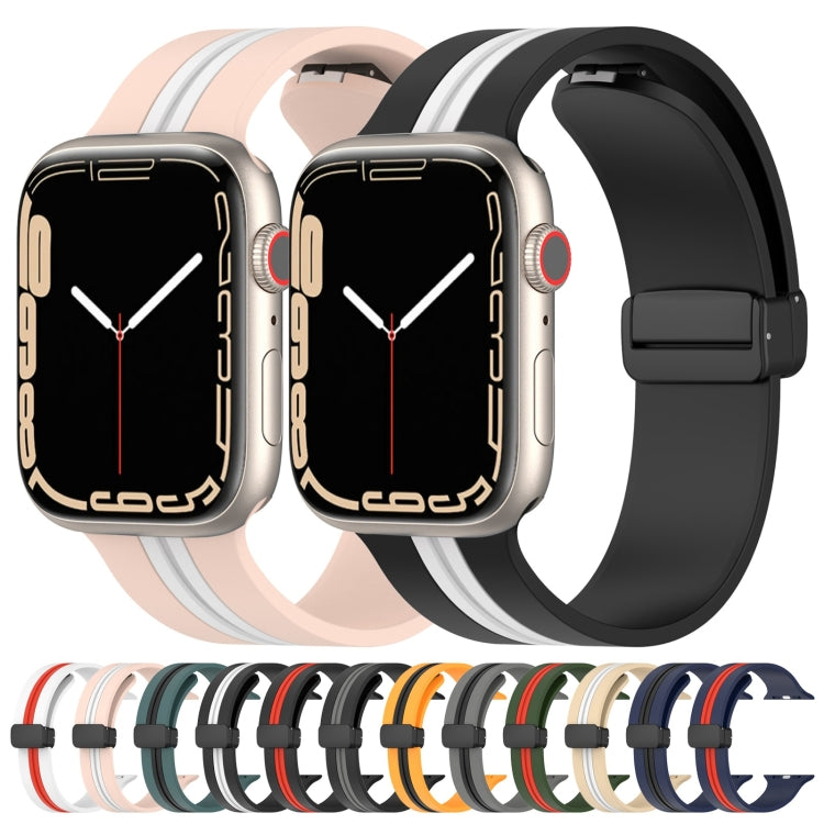 Magnetic Clasp Two-Color Silicone Watch Band, For Apple Watch Series 8&amp;7 41mm