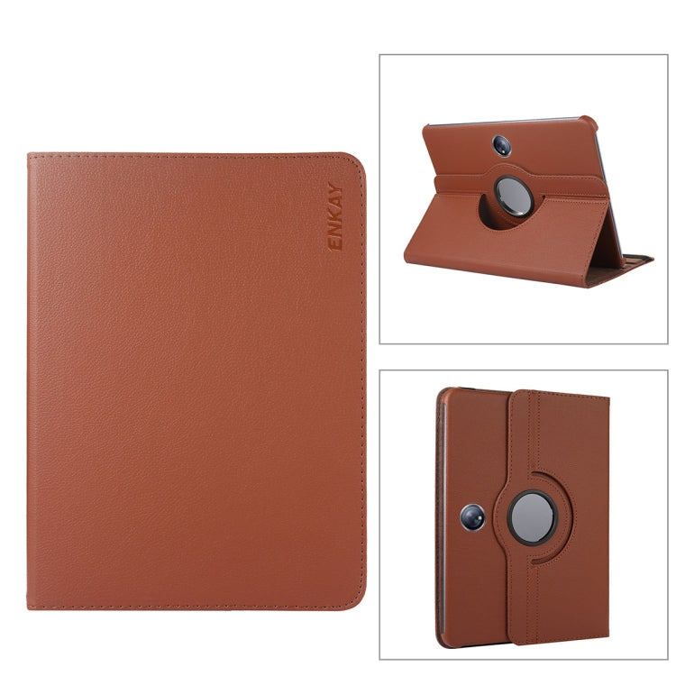 For OnePlus Pad / OPPO Pad 2 ENKAY 360 Degree Rotation Stand Litchi Leather Smart Tablet Case, For OnePlus Pad / OPPO Pad 2