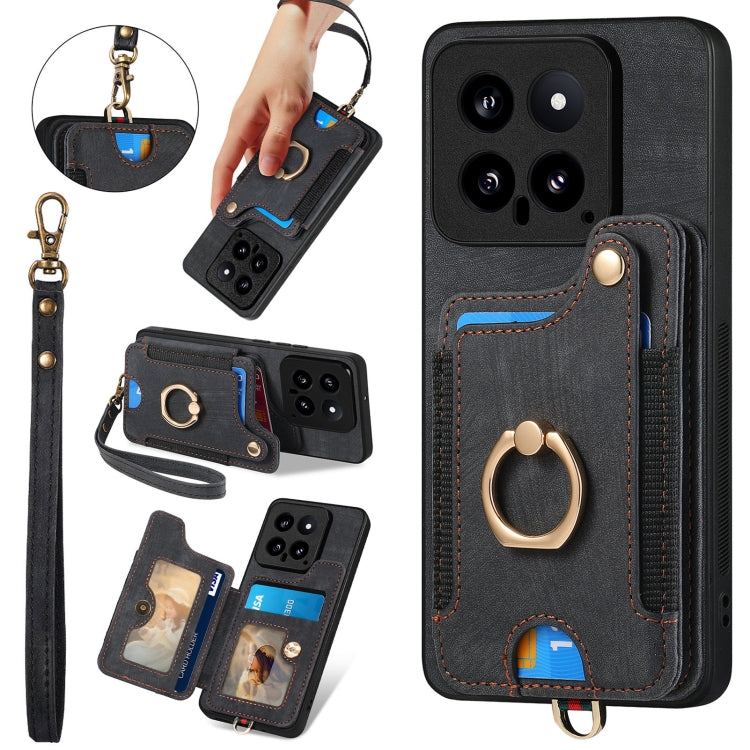 Retro Skin-feel Ring Multi-card RFID Wallet Phone Case
