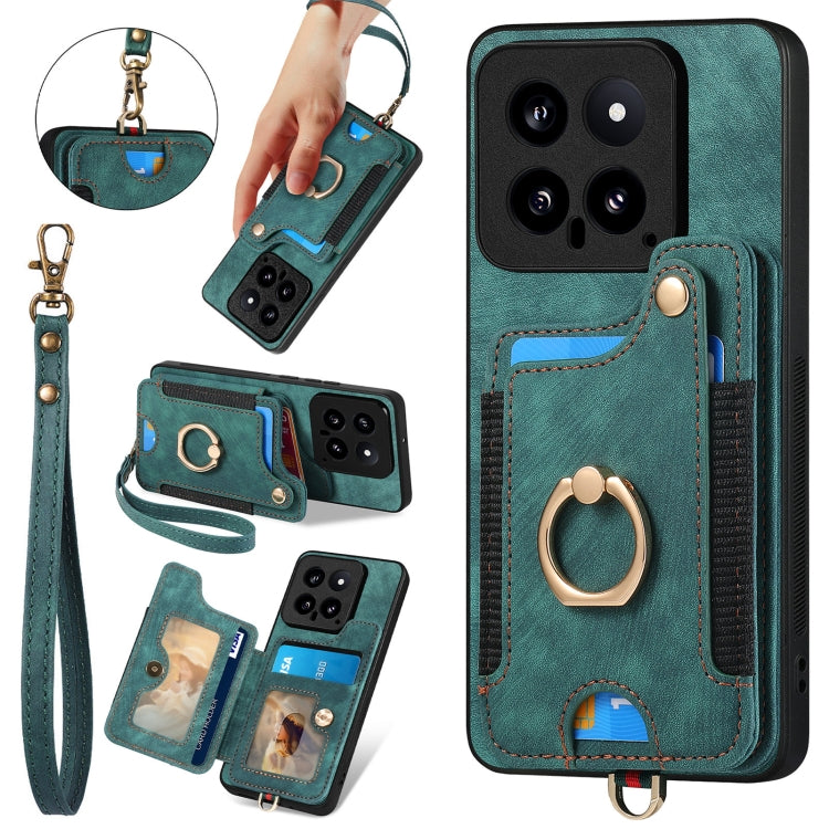 Retro Skin-feel Ring Multi-card RFID Wallet Phone Case