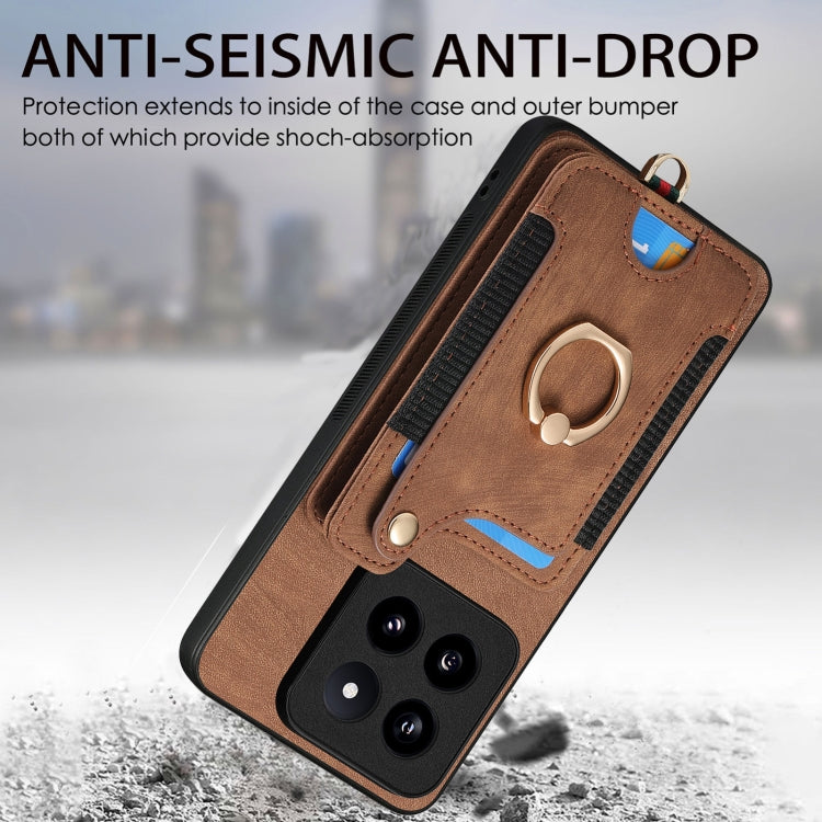 Retro Skin-feel Ring Multi-card RFID Wallet Phone Case