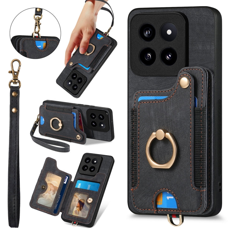 Retro Skin-feel Ring Multi-card RFID Wallet Phone Case