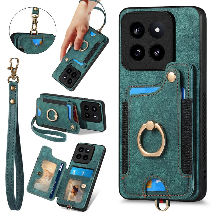 Retro Skin-feel Ring Multi-card RFID Wallet Phone Case
