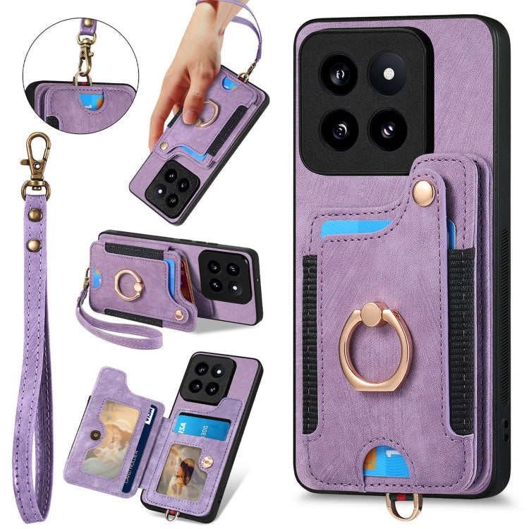 Retro Skin-feel Ring Multi-card RFID Wallet Phone Case