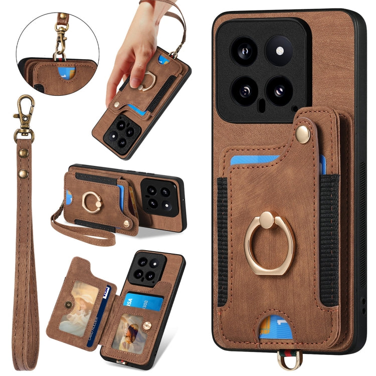 Retro Skin-feel Ring Multi-card RFID Wallet Phone Case