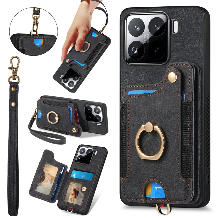 Retro Skin-feel Ring Multi-card RFID Wallet Phone Case