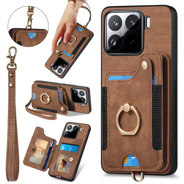 Retro Skin-feel Ring Multi-card RFID Wallet Phone Case