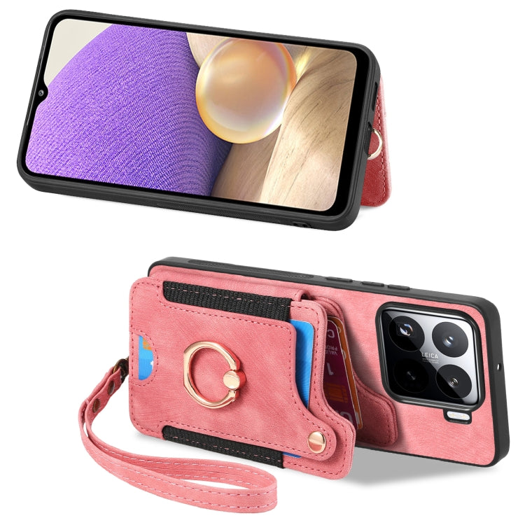 Retro Skin-feel Ring Multi-card RFID Wallet Phone Case