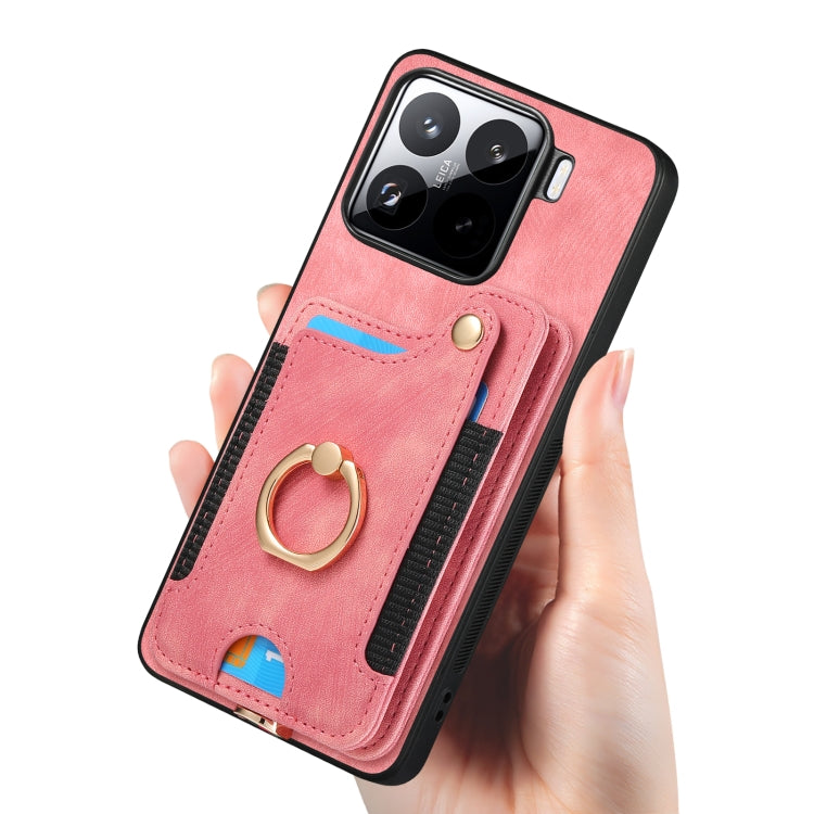 Retro Skin-feel Ring Multi-card RFID Wallet Phone Case