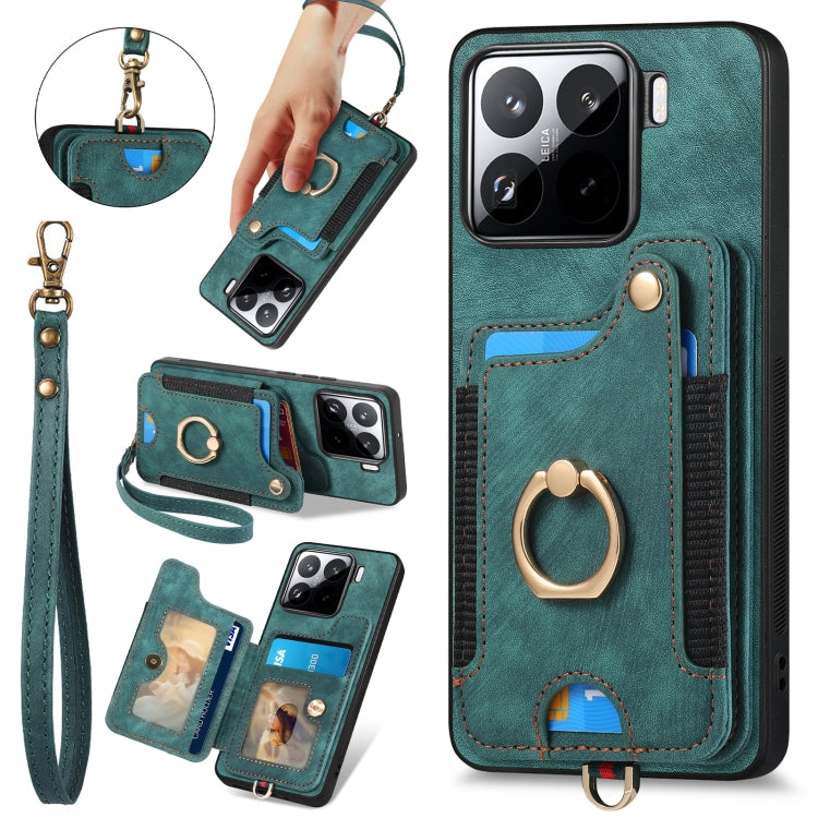 Retro Skin-feel Ring Multi-card RFID Wallet Phone Case