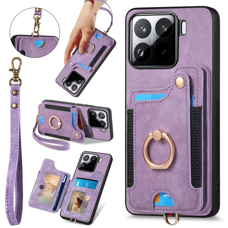 Retro Skin-feel Ring Multi-card RFID Wallet Phone Case