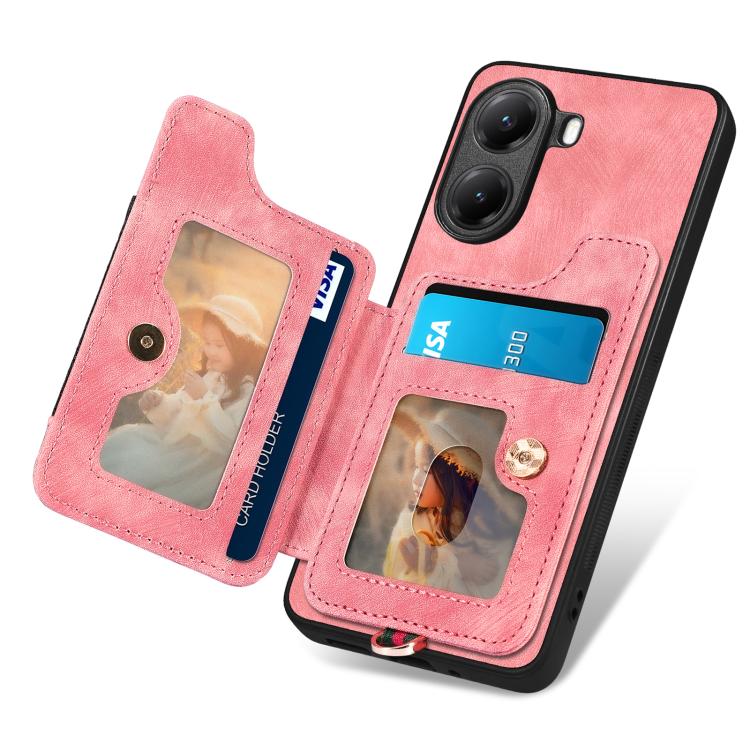 Retro Skin-feel Ring Multi-card RFID Wallet Phone Case
