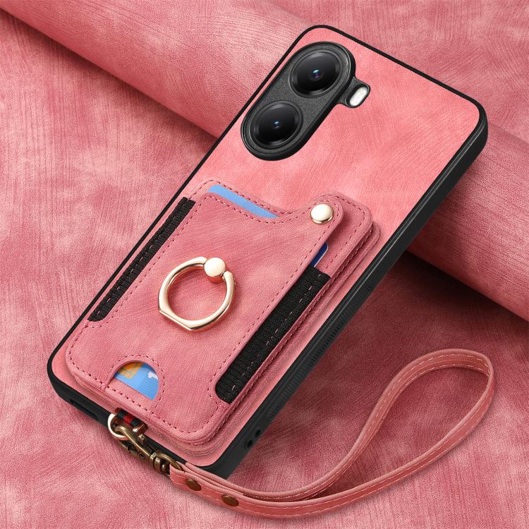 Retro Skin-feel Ring Multi-card RFID Wallet Phone Case