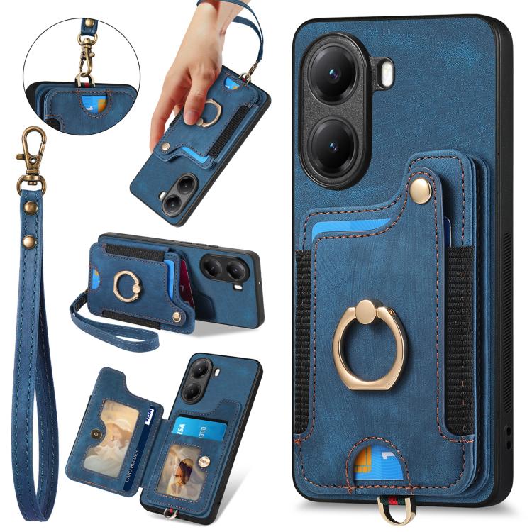 Retro Skin-feel Ring Multi-card RFID Wallet Phone Case