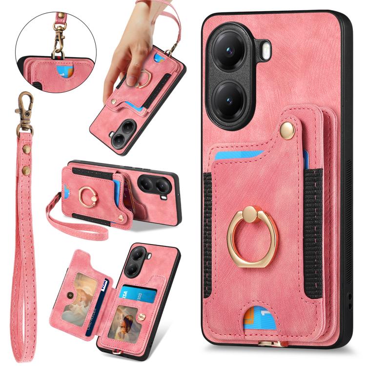 Retro Skin-feel Ring Multi-card RFID Wallet Phone Case