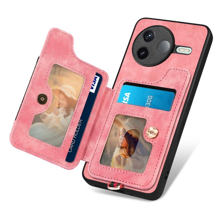 Retro Skin-feel Ring Multi-card RFID Wallet Phone Case