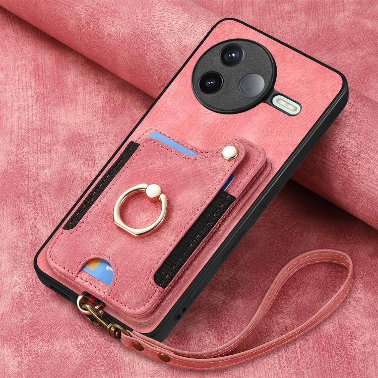 Retro Skin-feel Ring Multi-card RFID Wallet Phone Case