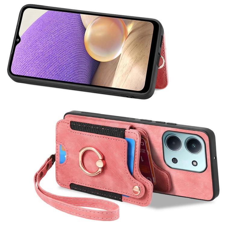 Retro Skin-feel Ring Multi-card RFID Wallet Phone Case, For Redmi 15C 5G / 4G Global 171mm, For Xiaomi 15T, For Redmi K80 Pro / Poco F7 Ultra, For Redmi K80 / Poco F7 Pro