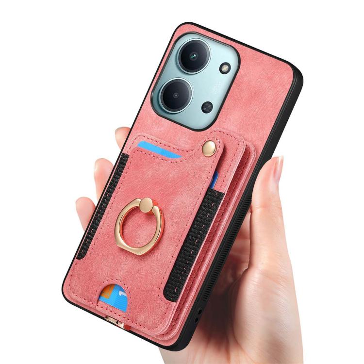 Retro Skin-feel Ring Multi-card RFID Wallet Phone Case, For Redmi 15C 5G / 4G Global 171mm, For Xiaomi 15T, For Redmi K80 Pro / Poco F7 Ultra, For Redmi K80 / Poco F7 Pro