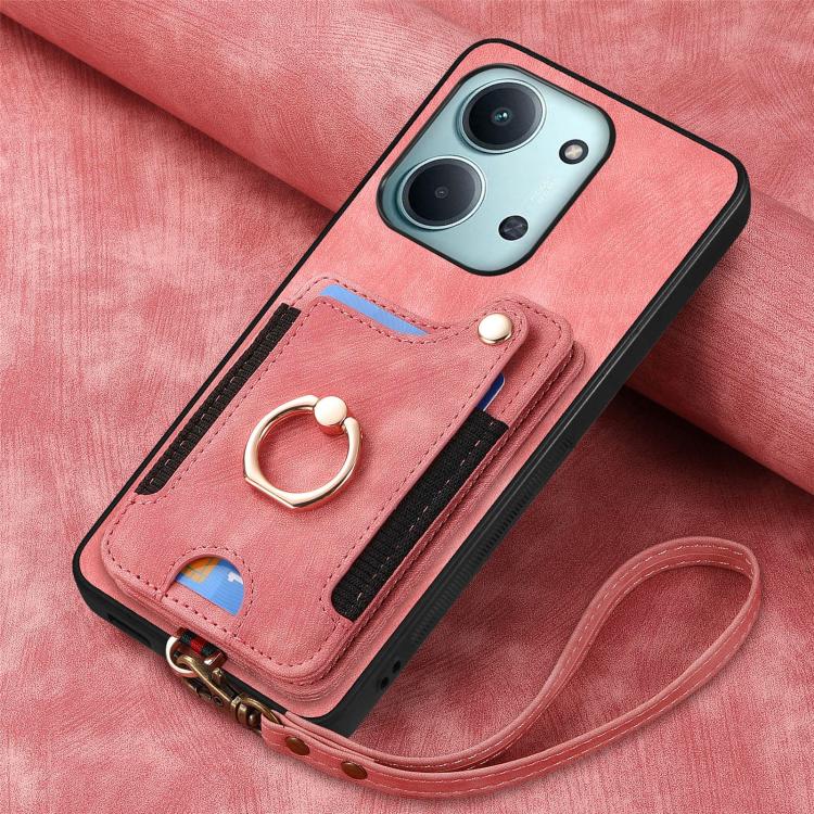 Retro Skin-feel Ring Multi-card RFID Wallet Phone Case, For Redmi 15C 5G / 4G Global 171mm, For Xiaomi 15T, For Redmi K80 Pro / Poco F7 Ultra, For Redmi K80 / Poco F7 Pro