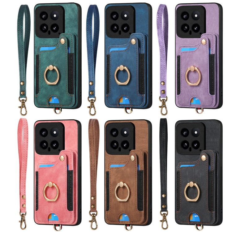 Retro Skin-feel Ring Multi-card RFID Wallet Phone Case, For Redmi Turbo 4, For Xiaomi Poco X7 Pro, For Xiaomi 15 Pro, For Xiaomi 15