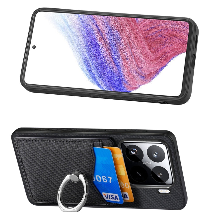 Carbon Fiber Card Wallet Ring Phone Case