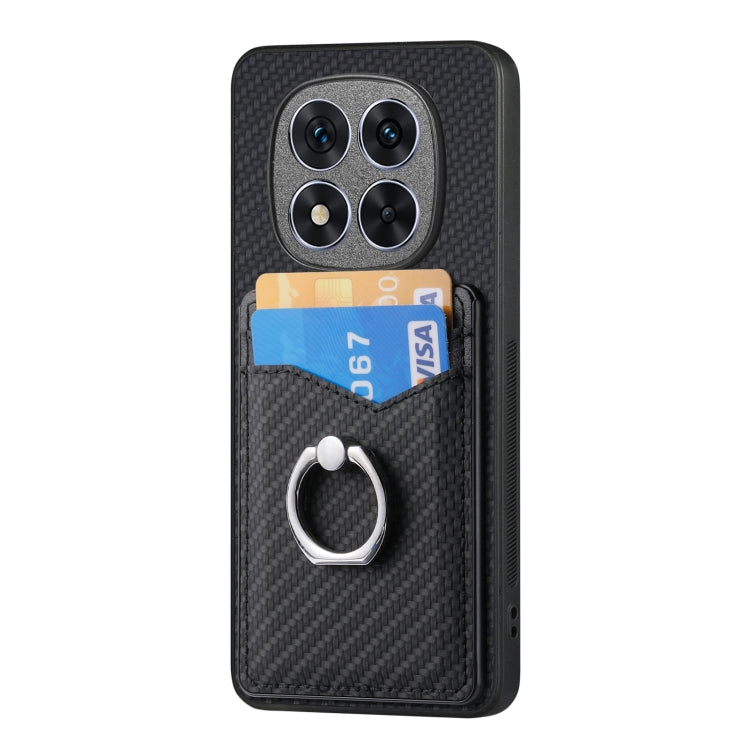 Carbon Fiber Card Wallet Ring Phone Case, For Redmi Note 14 Pro 5G