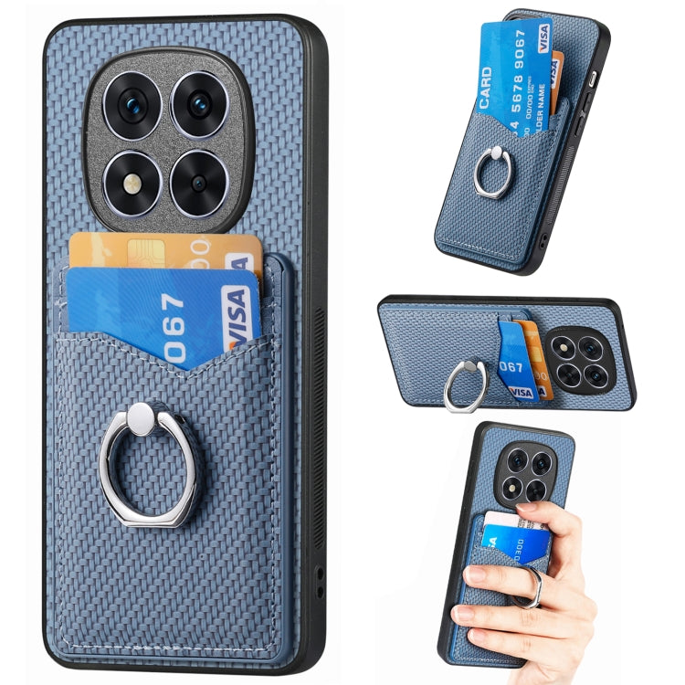 Carbon Fiber Card Wallet Ring Phone Case, For Redmi Turbo 4, For Xiaomi 15 Pro, For Xiaomi 15, For Redmi Note 14 5G, For Redmi Note 14 Pro+ 5G, For Redmi Note 14 Pro 5G