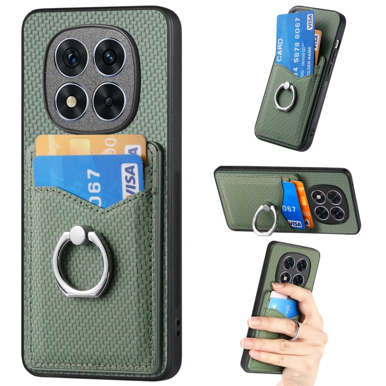 Carbon Fiber Card Wallet Ring Phone Case, For Redmi Turbo 4, For Xiaomi 15 Pro, For Xiaomi 15, For Redmi Note 14 5G, For Redmi Note 14 Pro+ 5G, For Redmi Note 14 Pro 5G