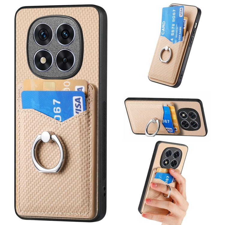 Carbon Fiber Card Wallet Ring Phone Case, For Redmi Turbo 4, For Xiaomi 15 Pro, For Xiaomi 15, For Redmi Note 14 5G, For Redmi Note 14 Pro+ 5G, For Redmi Note 14 Pro 5G