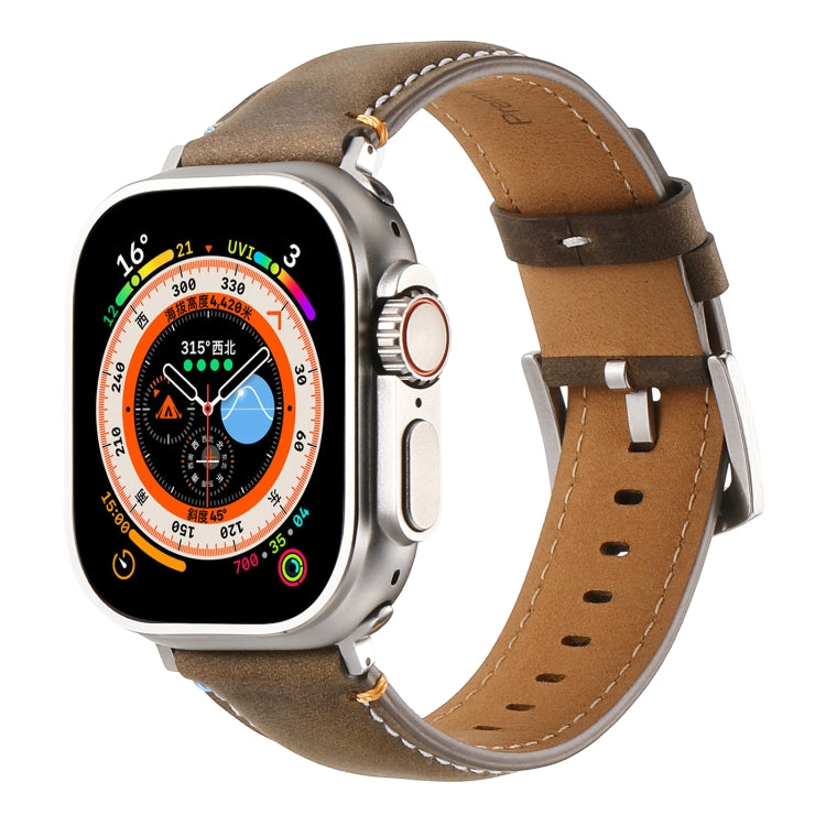 Stitched Genuine Leather Watch Band, For Apple Watch 46mm / 49mm / 45mm / 44mm, For Apple Watch 42mm / 41mm / 40mm / 38mm