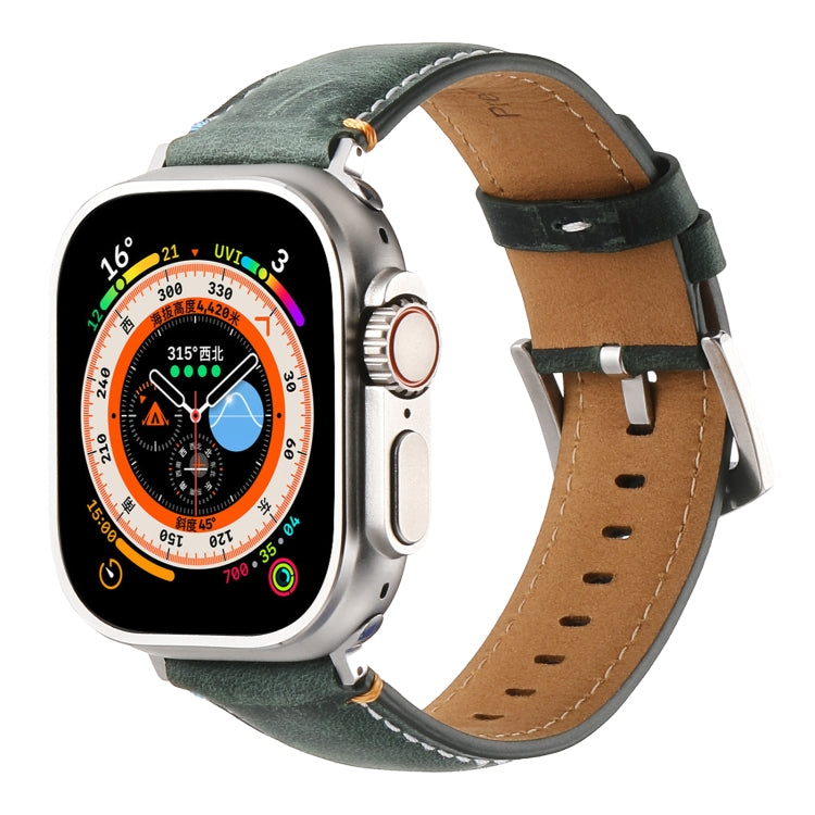 Stitched Genuine Leather Watch Band, For Apple Watch 46mm / 49mm / 45mm / 44mm, For Apple Watch 42mm / 41mm / 40mm / 38mm