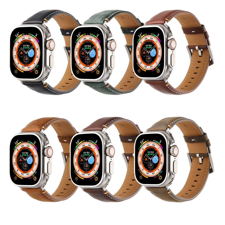 Stitched Genuine Leather Watch Band, For Apple Watch 46mm / 49mm / 45mm / 44mm, For Apple Watch 42mm / 41mm / 40mm / 38mm